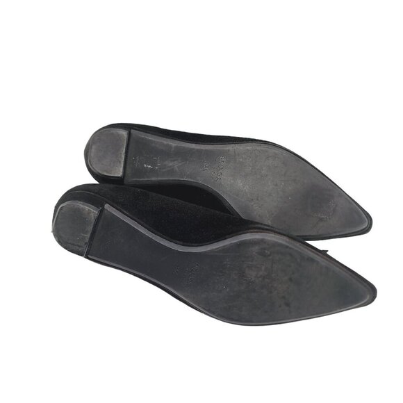 Prada Suede Bow Flats Shoes Women's Size 38.5 Black US 8.5 Slip On Fairy Goth - Picture 8 of 13